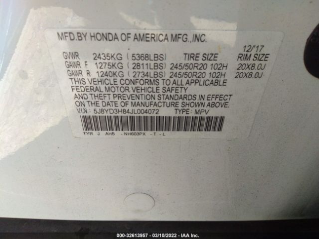 Photo 8 VIN: 5J8YD3H84JL004072 - ACURA MDX 