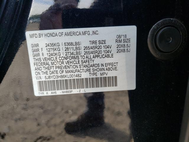 Photo 9 VIN: 5J8YD3H86KL001482 - ACURA MDX ADVANC 