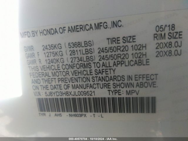 Photo 8 VIN: 5J8YD3H8XJL009521 - ACURA MDX 