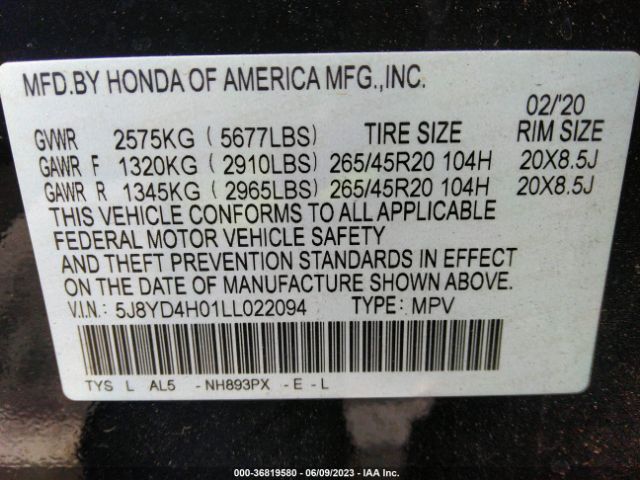 Photo 8 VIN: 5J8YD4H01LL022094 - ACURA MDX 