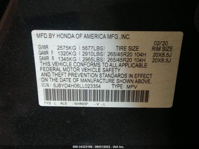 Photo 8 VIN: 5J8YD4H06LL023354 - ACURA MDX 