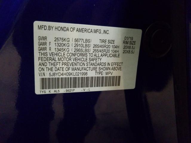 Photo 9 VIN: 5J8YD4H09KL021998 - ACURA MDX A-SPEC 