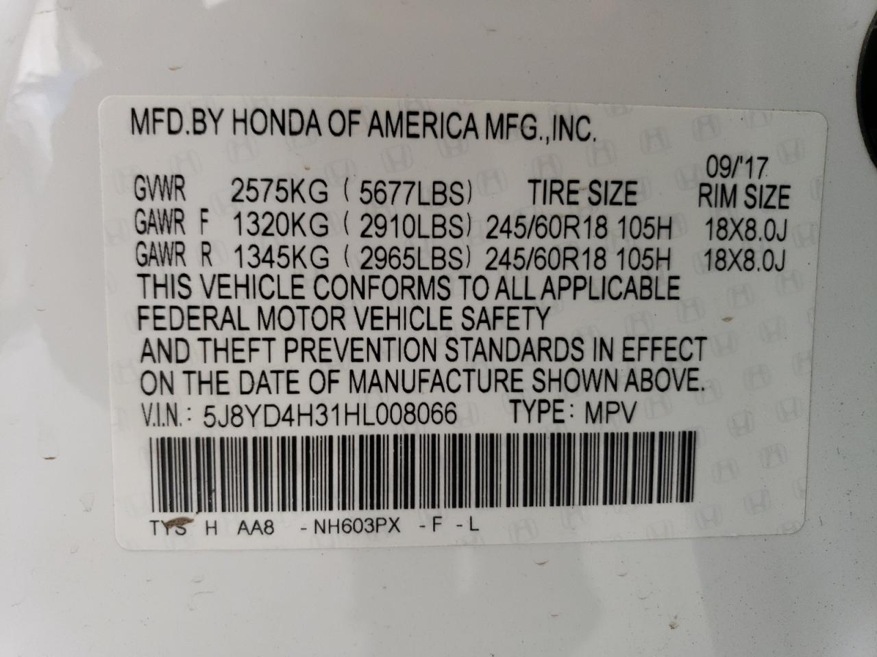 Photo 13 VIN: 5J8YD4H31HL008066 - ACURA MDX 