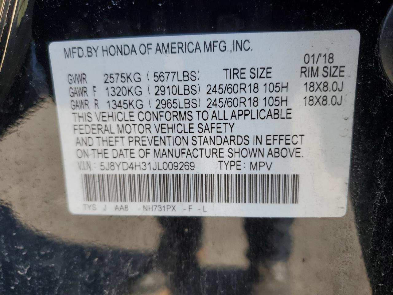 Photo 12 VIN: 5J8YD4H31JL009269 - ACURA MDX 