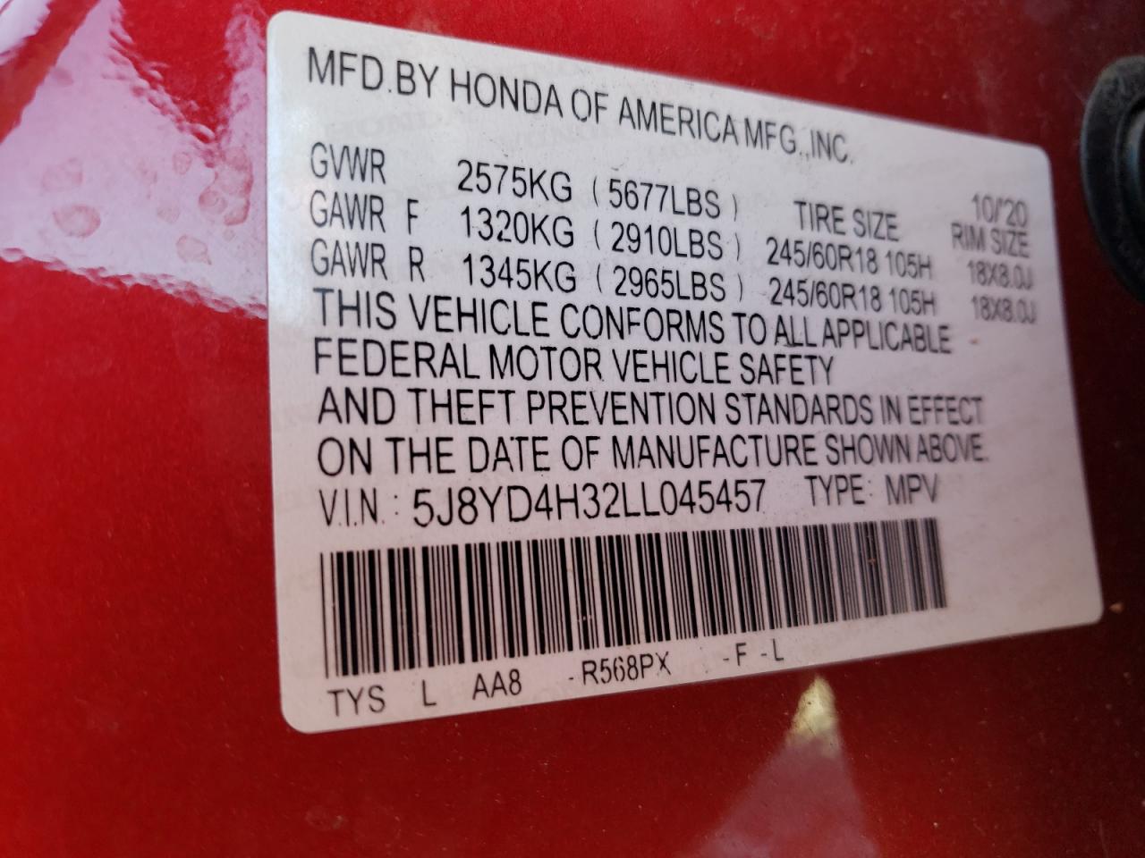 Photo 13 VIN: 5J8YD4H32LL045457 - ACURA MDX 