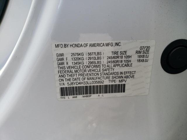 Photo 12 VIN: 5J8YD4H33LL035892 - ACURA MDX 