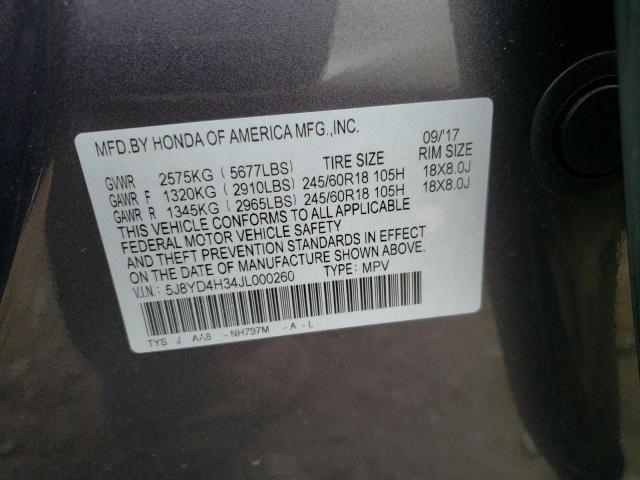 Photo 11 VIN: 5J8YD4H34JL000260 - ACURA MDX 