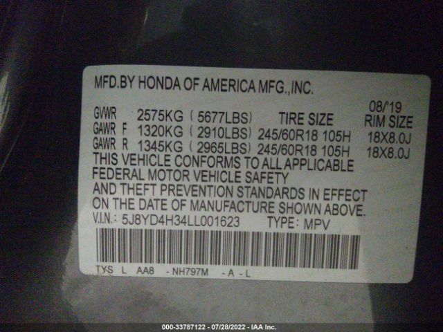 Photo 8 VIN: 5J8YD4H34LL001623 - ACURA MDX 