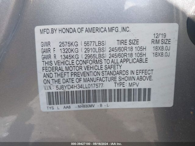 Photo 8 VIN: 5J8YD4H34LL017577 - ACURA MDX 