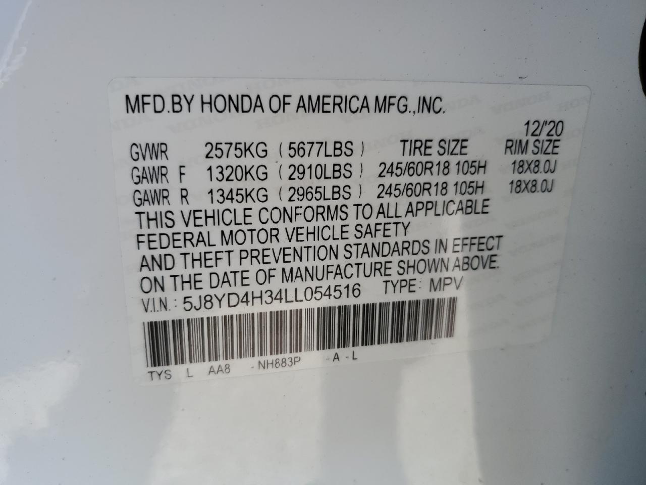 Photo 11 VIN: 5J8YD4H34LL054516 - ACURA MDX 