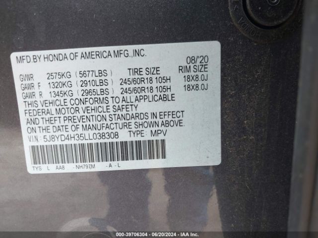 Photo 8 VIN: 5J8YD4H35LL038308 - ACURA MDX 