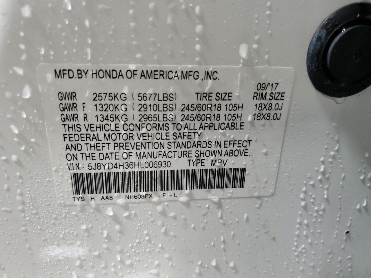 Photo 11 VIN: 5J8YD4H36HL006930 - ACURA MDX 