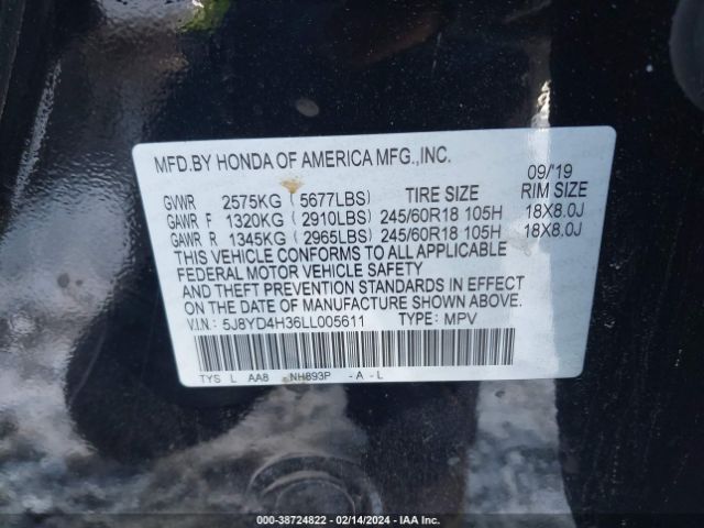 Photo 8 VIN: 5J8YD4H36LL005611 - ACURA MDX 