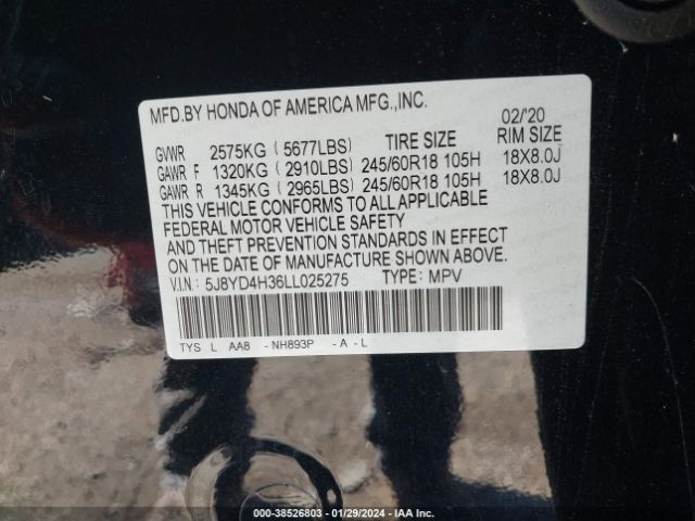 Photo 8 VIN: 5J8YD4H36LL025275 - ACURA MDX 