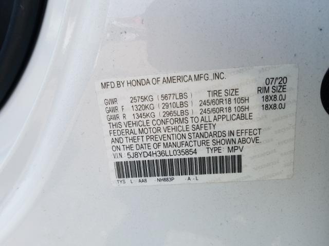 Photo 9 VIN: 5J8YD4H36LL035854 - ACURA MDX 