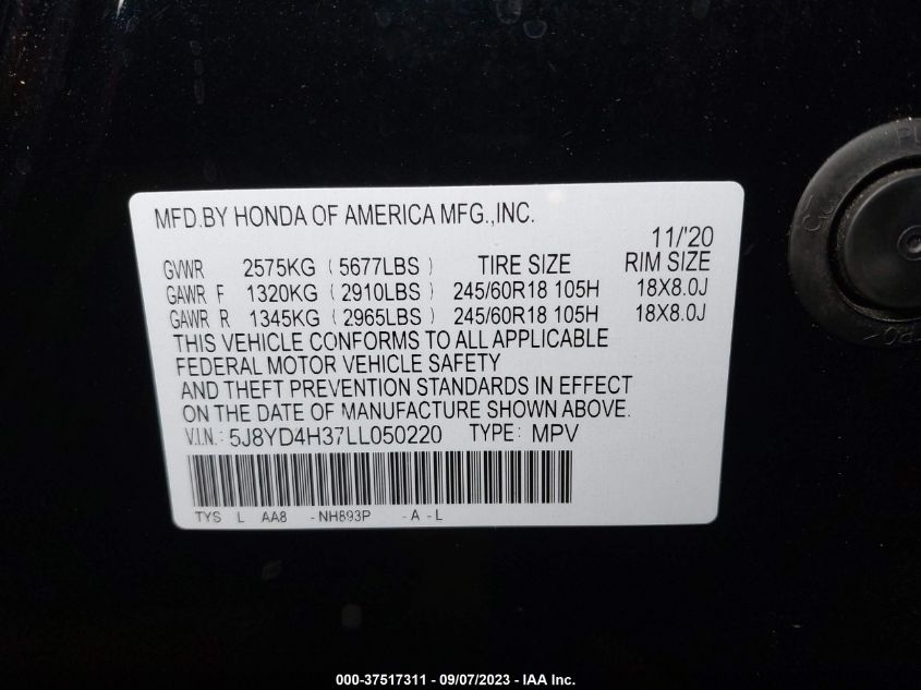 Photo 8 VIN: 5J8YD4H37LL050220 - ACURA MDX 