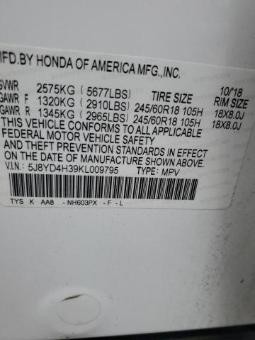 Photo 12 VIN: 5J8YD4H39KL009795 - ACURA MDX 