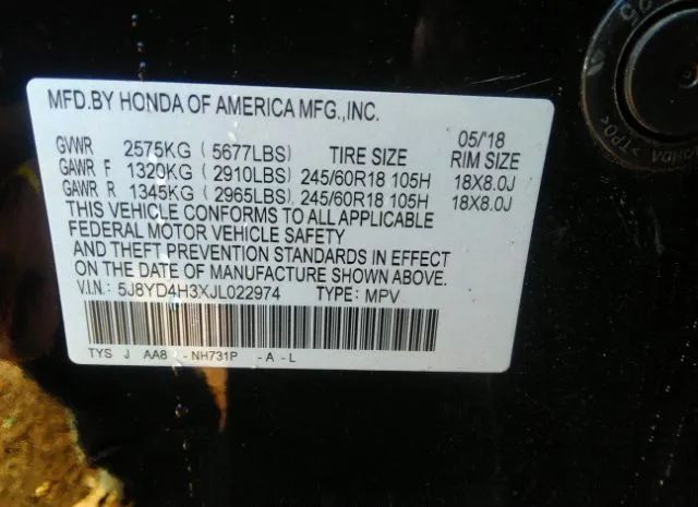 Photo 8 VIN: 5J8YD4H3XJL022974 - ACURA MDX 