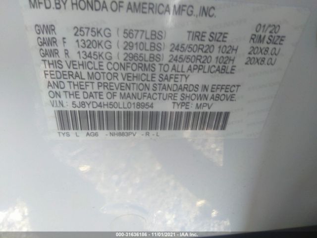 Photo 8 VIN: 5J8YD4H50LL018954 - ACURA MDX 