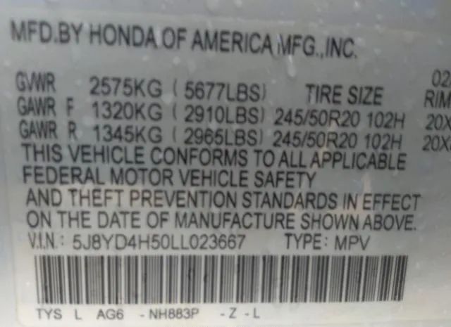 Photo 8 VIN: 5J8YD4H50LL023667 - ACURA MDX 