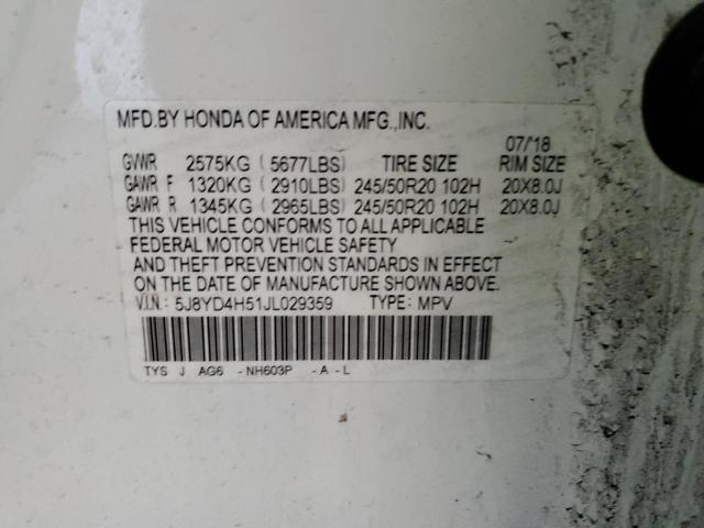 Photo 12 VIN: 5J8YD4H51JL029359 - ACURA MDX 