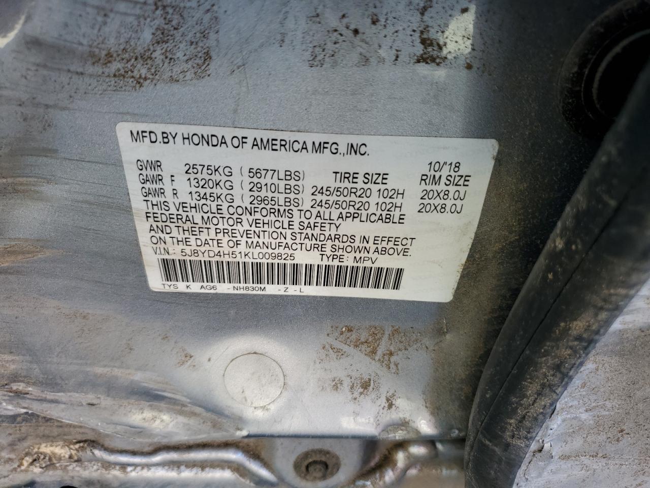 Photo 12 VIN: 5J8YD4H51KL009825 - ACURA MDX 