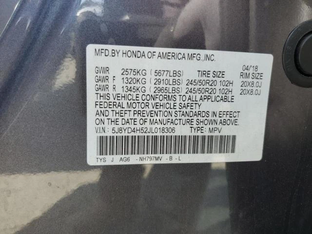 Photo 12 VIN: 5J8YD4H52JL018306 - ACURA MDX TECHNO 