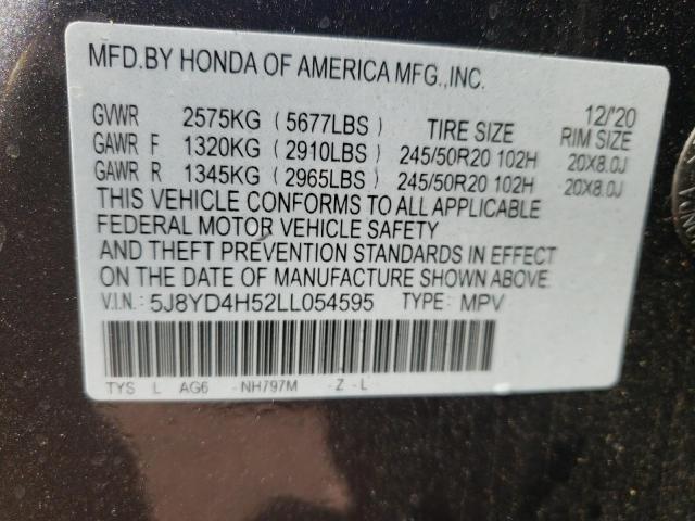 Photo 9 VIN: 5J8YD4H52LL054595 - ACURA MDX TECHNO 