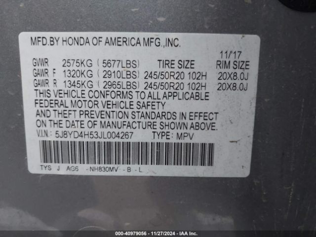 Photo 8 VIN: 5J8YD4H53JL004267 - ACURA MDX 