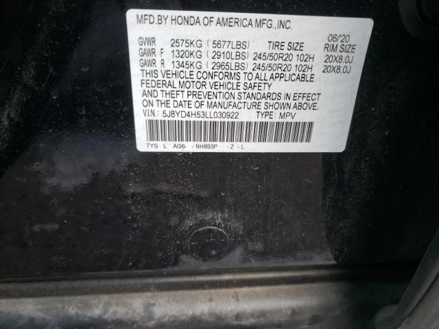 Photo 9 VIN: 5J8YD4H53LL030922 - ACURA MDX TECHNO 