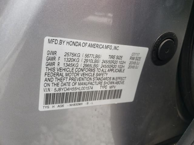 Photo 9 VIN: 5J8YD4H55HL001574 - ACURA MDX TECHNO 