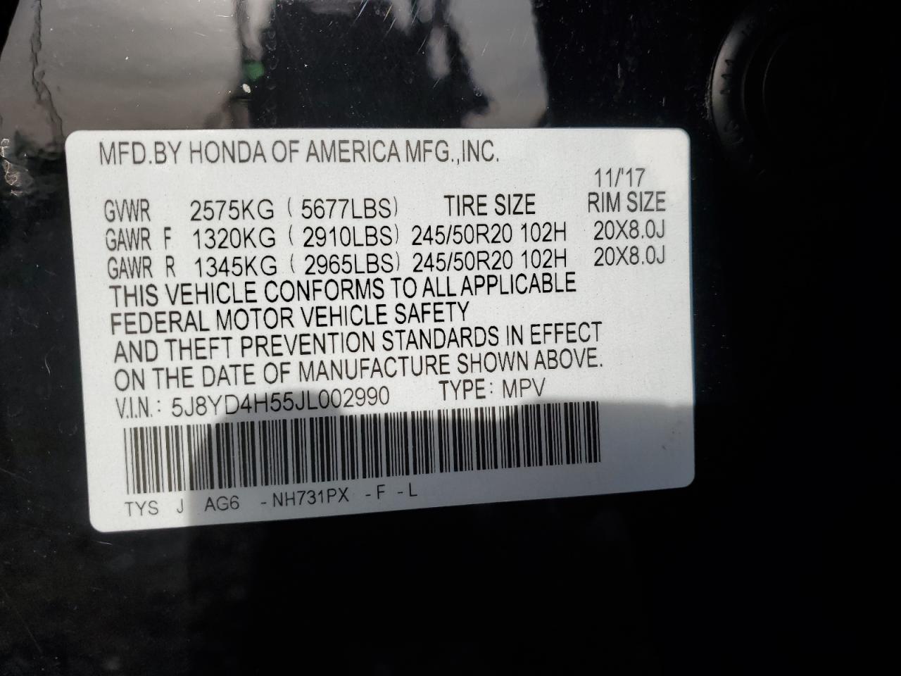 Photo 12 VIN: 5J8YD4H55JL002990 - ACURA MDX 