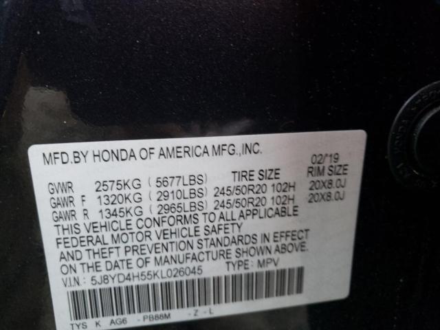 Photo 9 VIN: 5J8YD4H55KL026045 - ACURA MDX TECHNO 