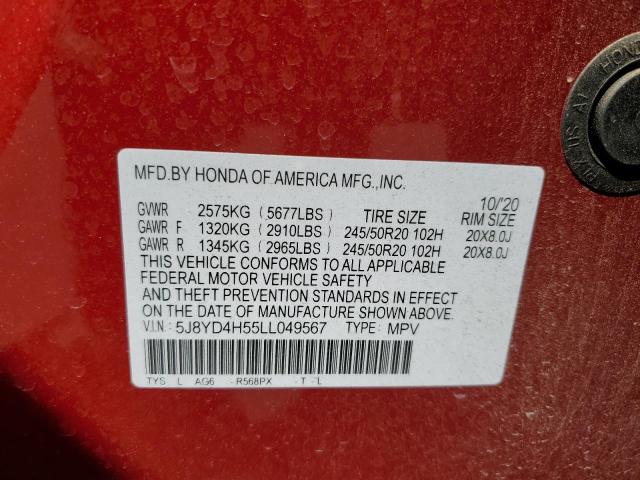 Photo 13 VIN: 5J8YD4H55LL049567 - ACURA MDX TECHNO 