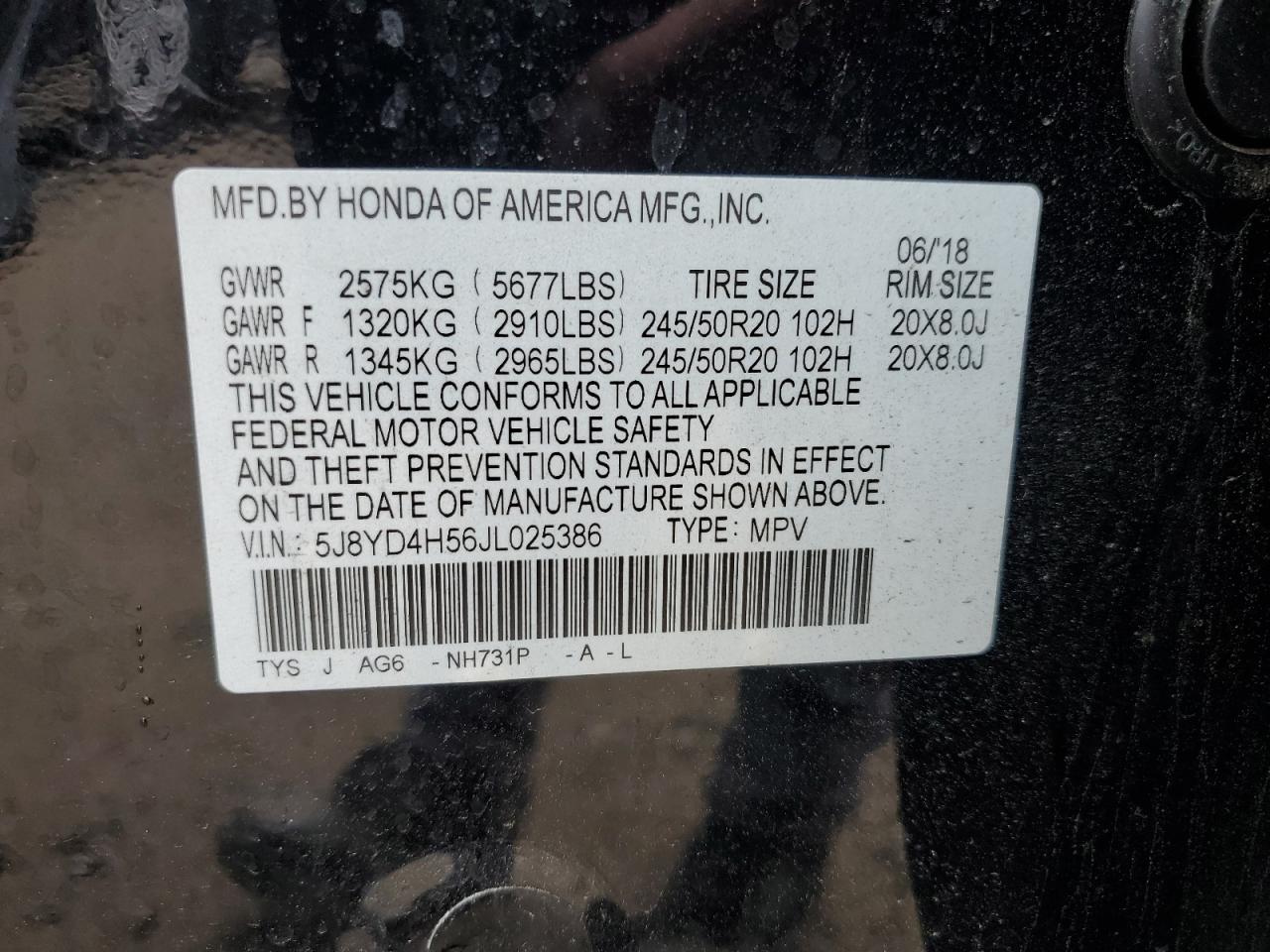 Photo 12 VIN: 5J8YD4H56JL025386 - ACURA MDX 