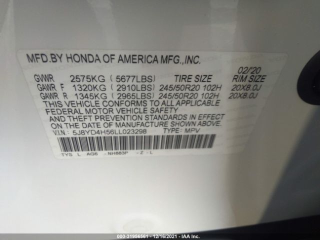 Photo 8 VIN: 5J8YD4H56LL023298 - ACURA MDX 