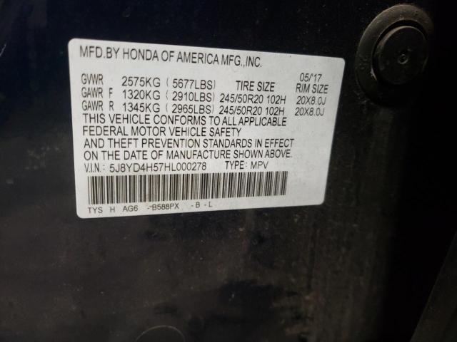 Photo 12 VIN: 5J8YD4H57HL000278 - ACURA MDX TECHNO 