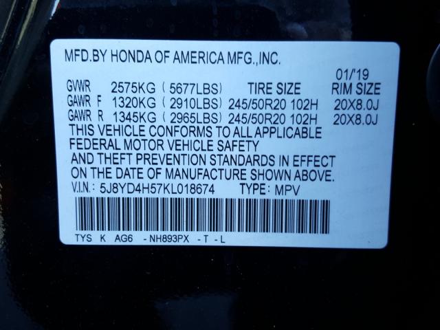 Photo 9 VIN: 5J8YD4H57KL018674 - ACURA MDX 