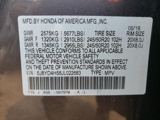 Photo 9 VIN: 5J8YD4H58JL022683 - ACURA MDX TECHNO 