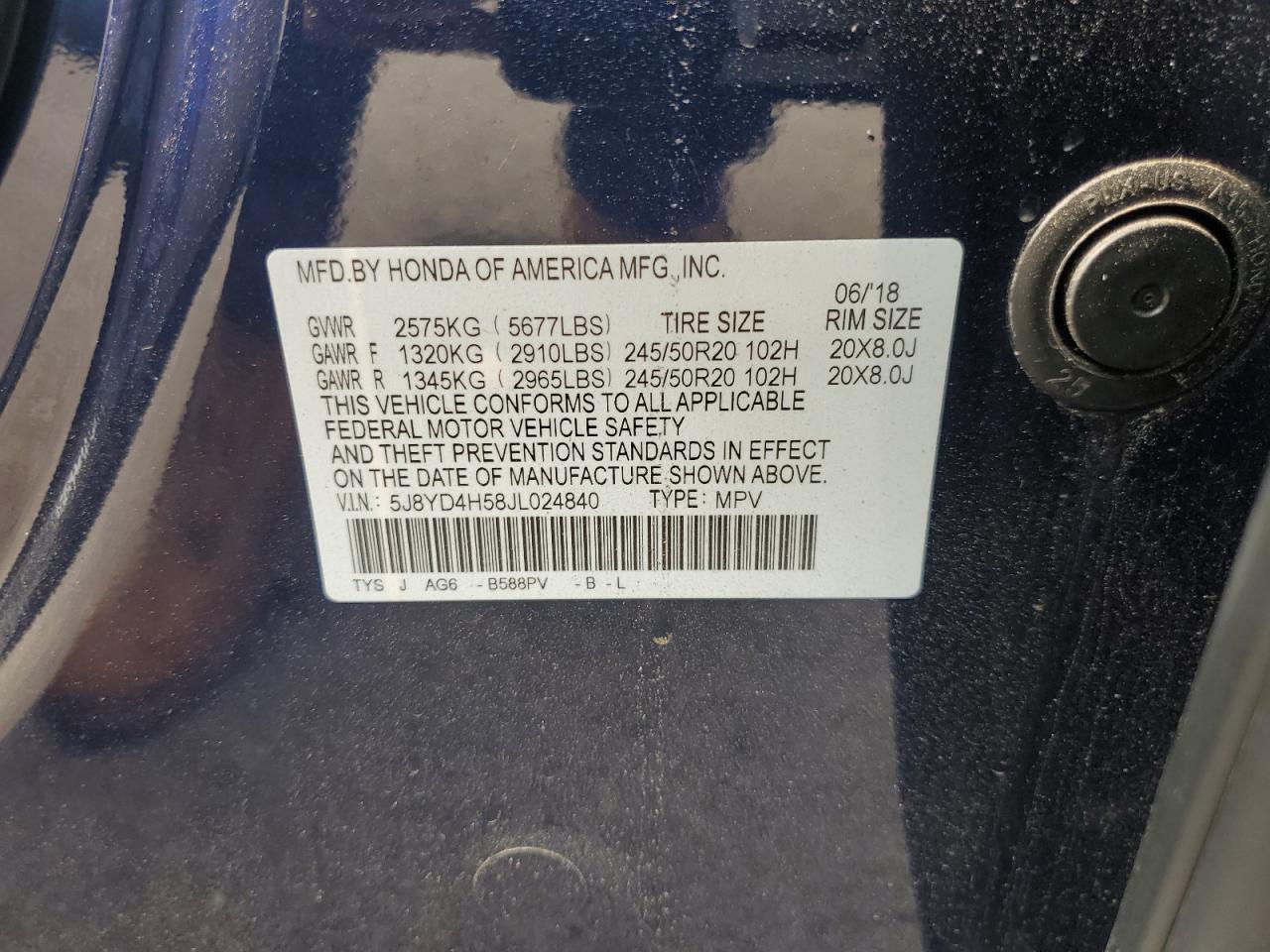 Photo 12 VIN: 5J8YD4H58JL024840 - ACURA MDX 