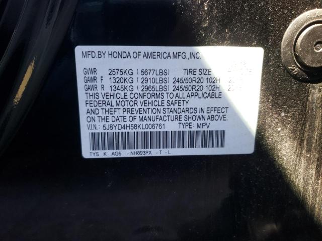 Photo 9 VIN: 5J8YD4H58KL006761 - ACURA MDX TECHNO 