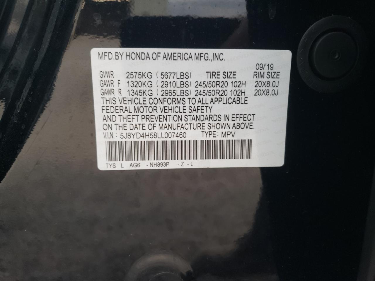 Photo 13 VIN: 5J8YD4H58LL007460 - ACURA MDX 