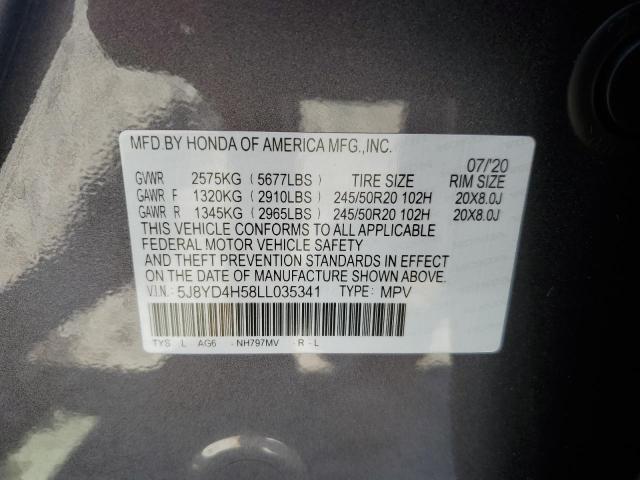 Photo 12 VIN: 5J8YD4H58LL035341 - ACURA MDX 