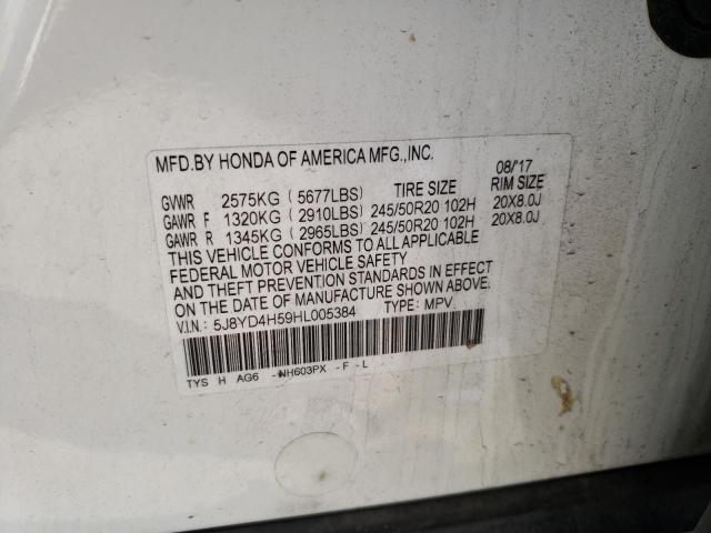 Photo 9 VIN: 5J8YD4H59HL005384 - ACURA MDX TECHNO 