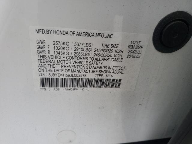 Photo 11 VIN: 5J8YD4H59JL003978 - ACURA MDX TECHNO 