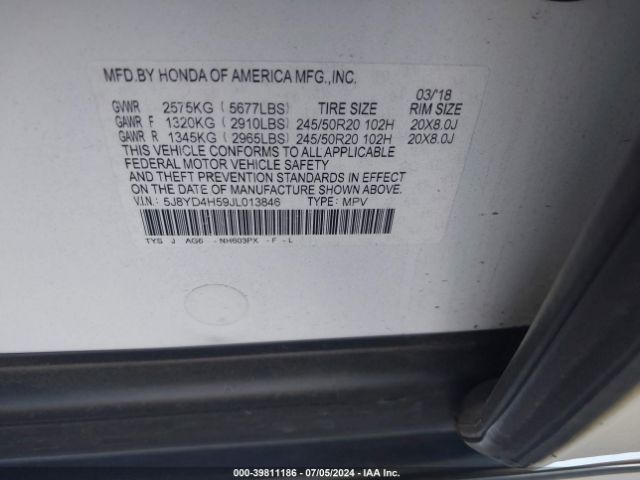 Photo 8 VIN: 5J8YD4H59JL013846 - ACURA MDX 