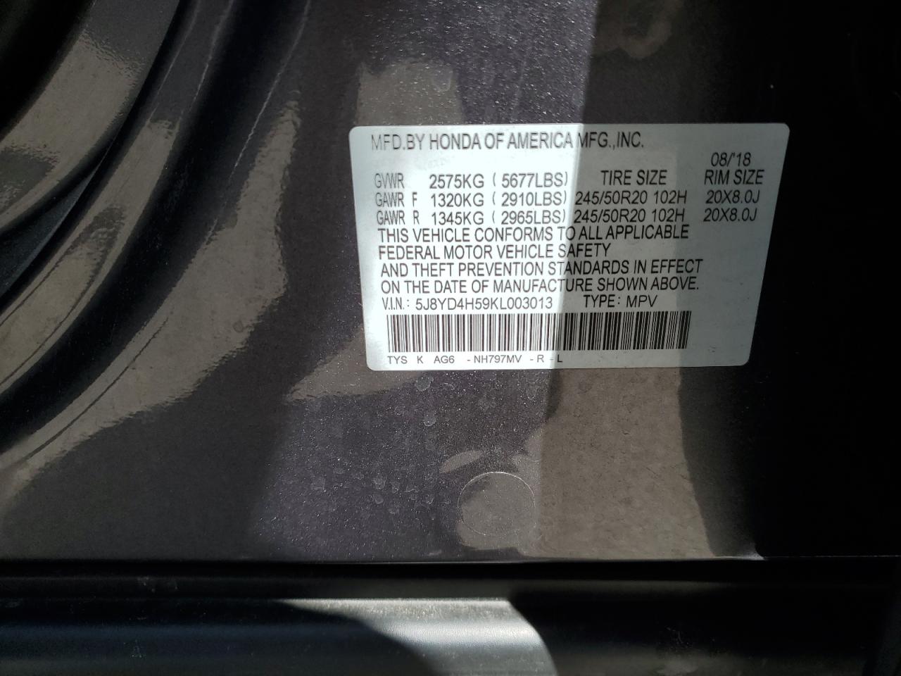 Photo 12 VIN: 5J8YD4H59KL003013 - ACURA MDX 