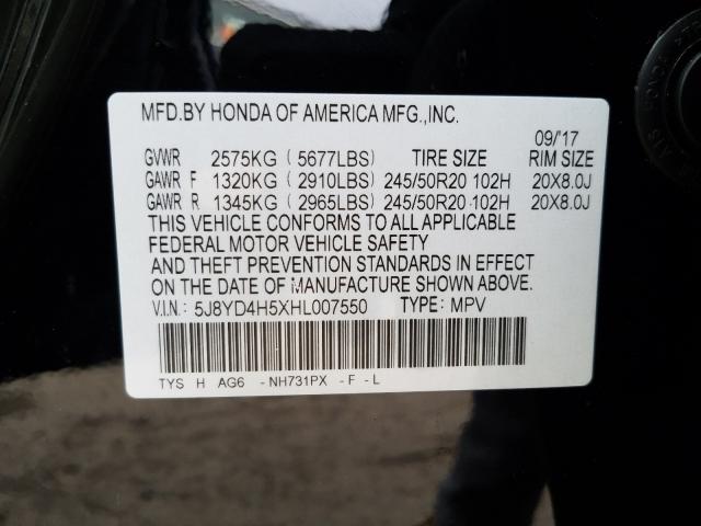 Photo 9 VIN: 5J8YD4H5XHL007550 - ACURA MDX 