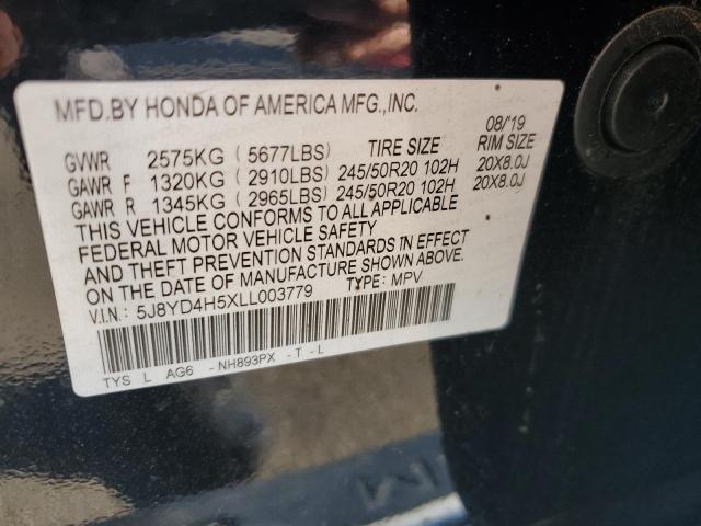 Photo 12 VIN: 5J8YD4H5XLL003779 - ACURA MDX TECHNO 