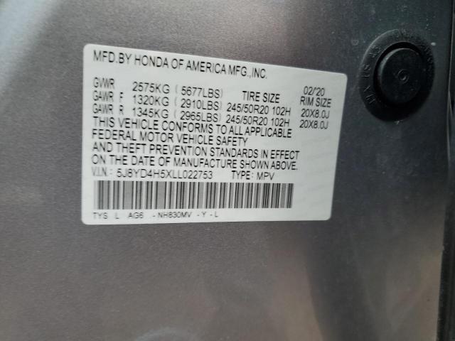 Photo 13 VIN: 5J8YD4H5XLL022753 - ACURA MDX TECHNO 